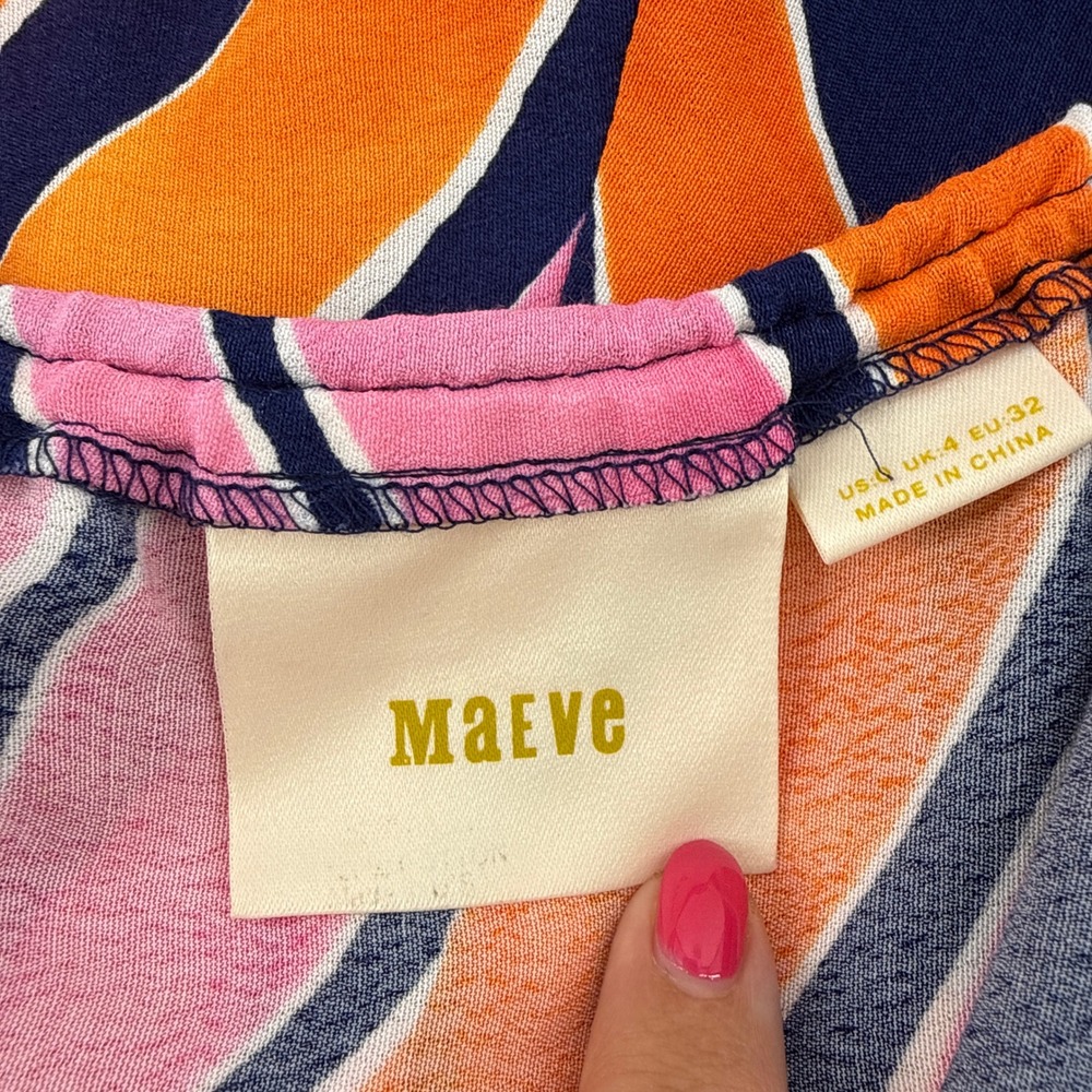 Maeve Anthropologie Pink Orange Swirl Graphic Print Wide Leg Jumpsuit 0 Oversize - Picture 8 of 13
